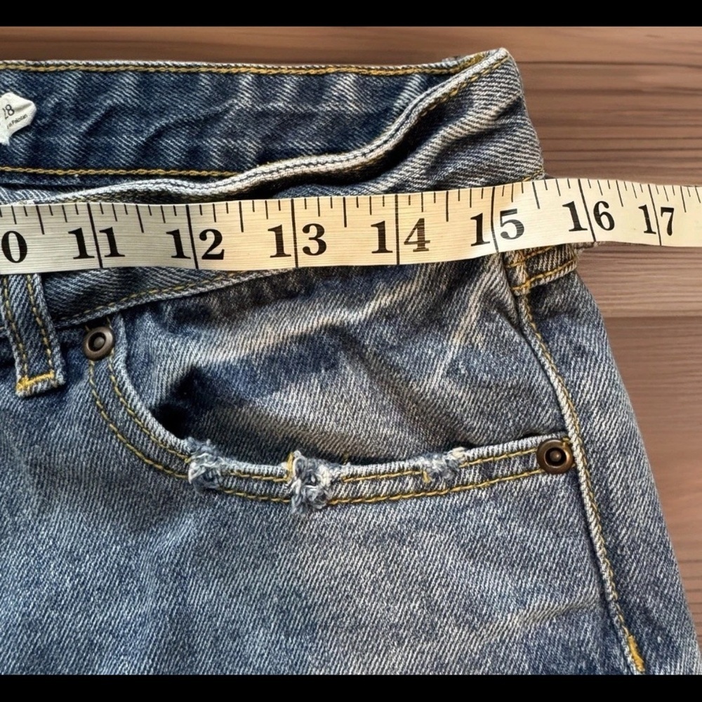 AVEC LES FILLES Jeans Womens Size 28 Light Blue Wash Distressed Baggy Button Fly - Picture 6 of 8